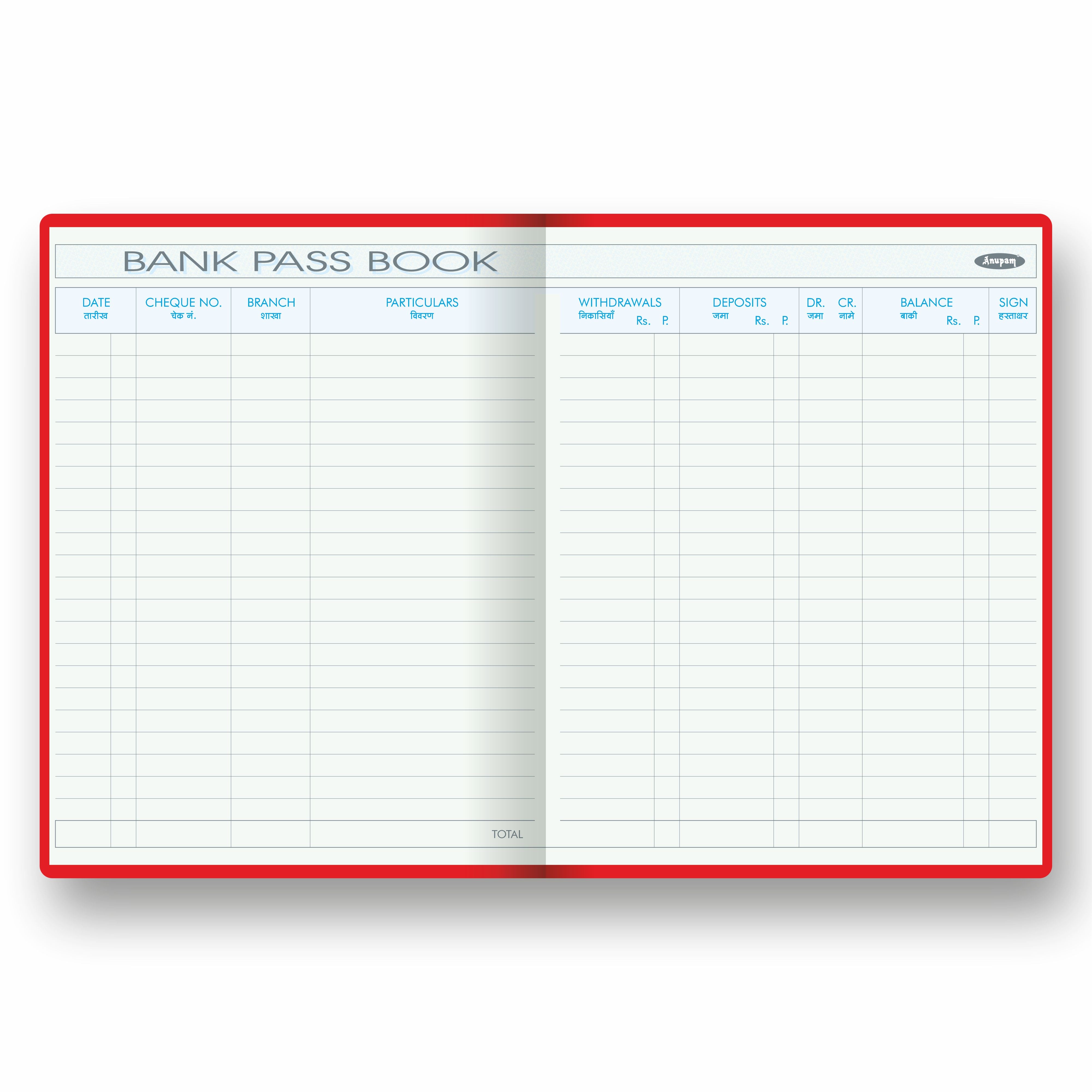 Anupam Bank pass book -premium robust material-hardbound and PVC variants- 80 GSM